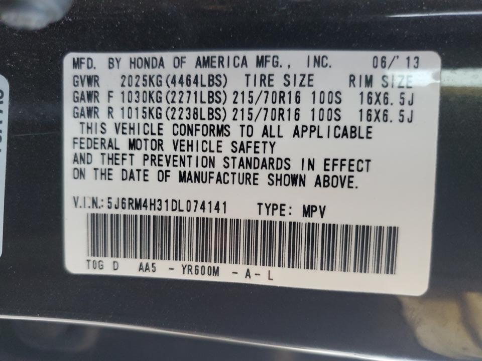 5J6RM4H31DL074141 2013 Honda Cr-V Lx