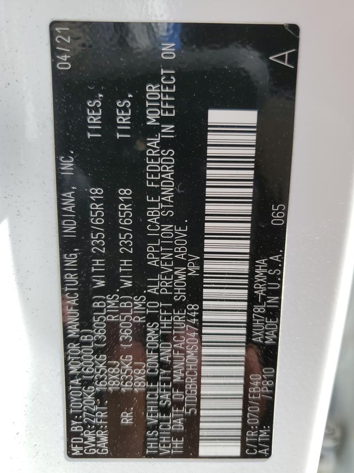 2021 Toyota Highlander Hybrid Xle VIN: 5TDGBRCH0MS047448 Lot: 66037134