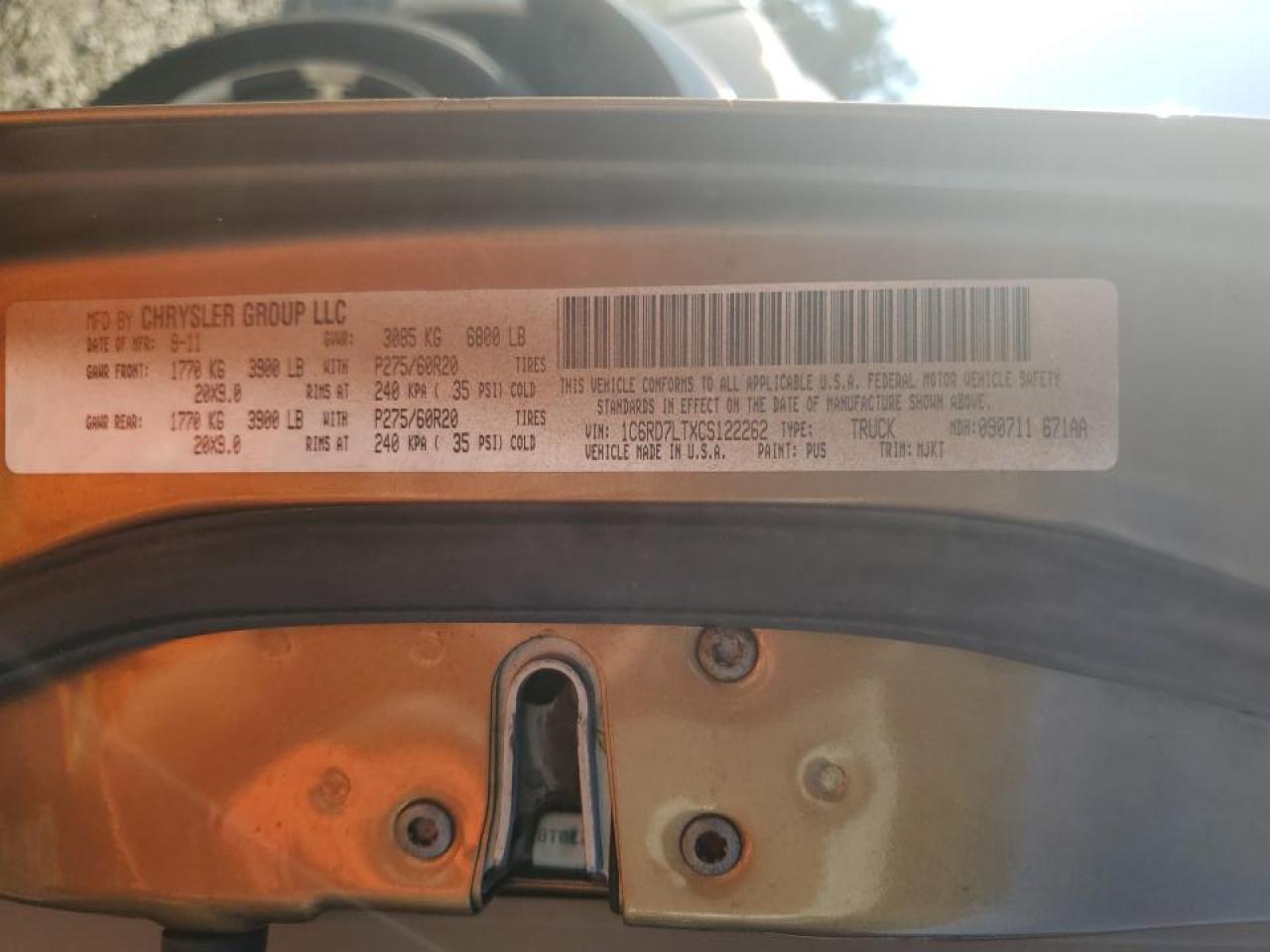 2012 Dodge Ram 1500 Slt VIN: 1C6RD7LTXCS122262 Lot: 67036734