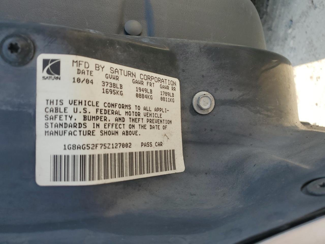 1G8AG52F75Z127002 2005 Saturn Ion Level 1