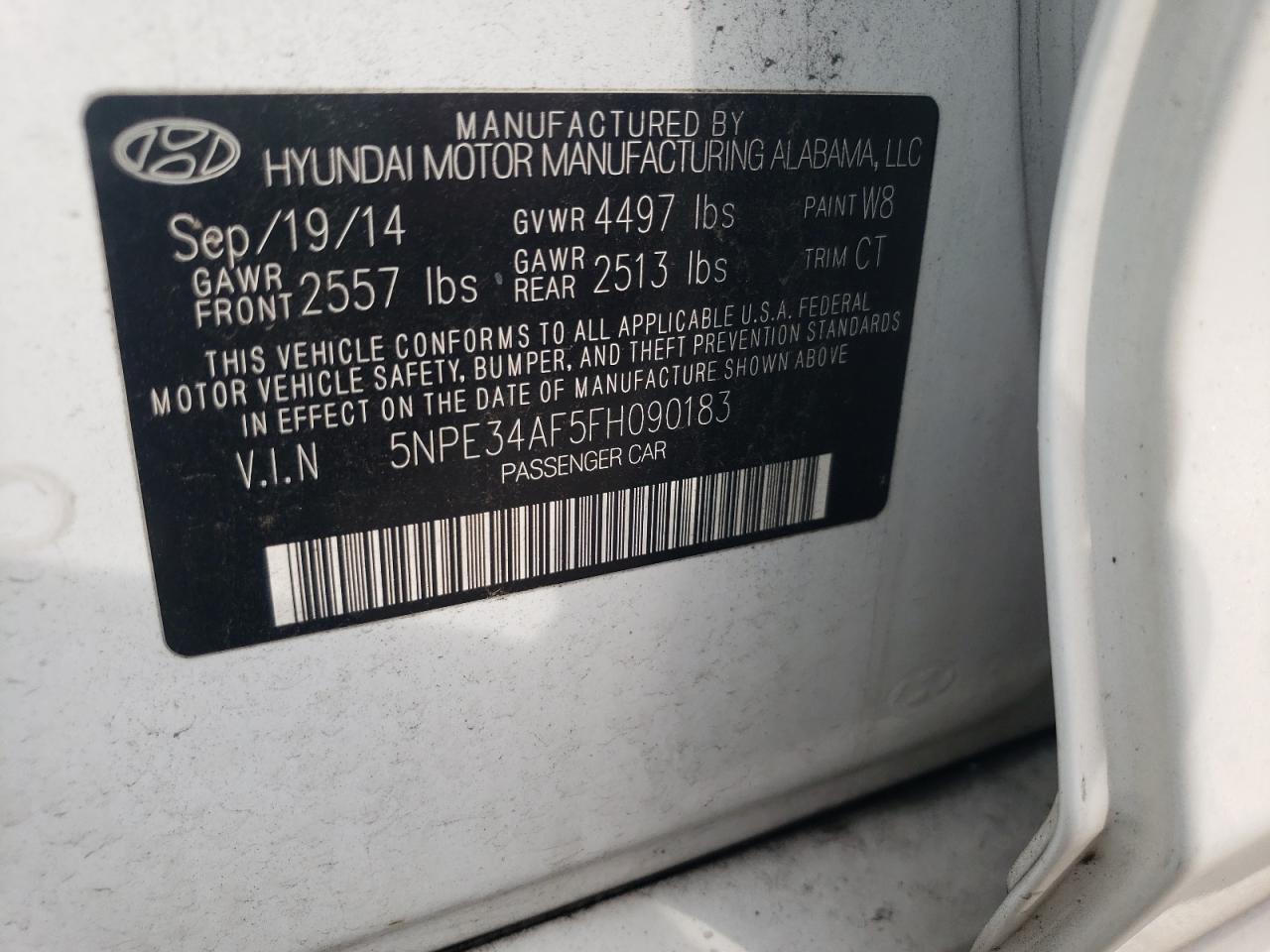 2015 Hyundai Sonata Sport VIN: 5NPE34AF5FH090183 Lot: 67041874