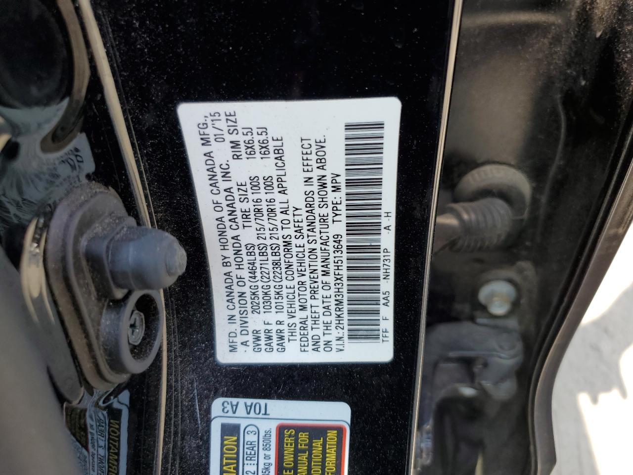 2HKRM3H3XFH513649 2015 Honda Cr-V Lx