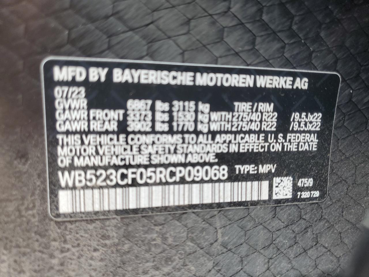 WB523CF05RCP09068 2024 BMW Ix xDrive50