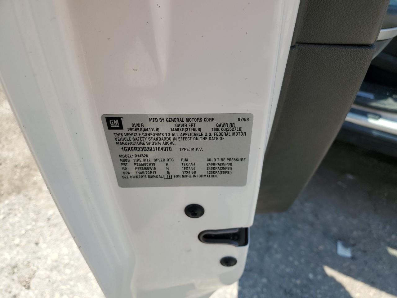 2009 GMC Acadia Slt-2 VIN: 1GKER33D39J104070 Lot: 66388624