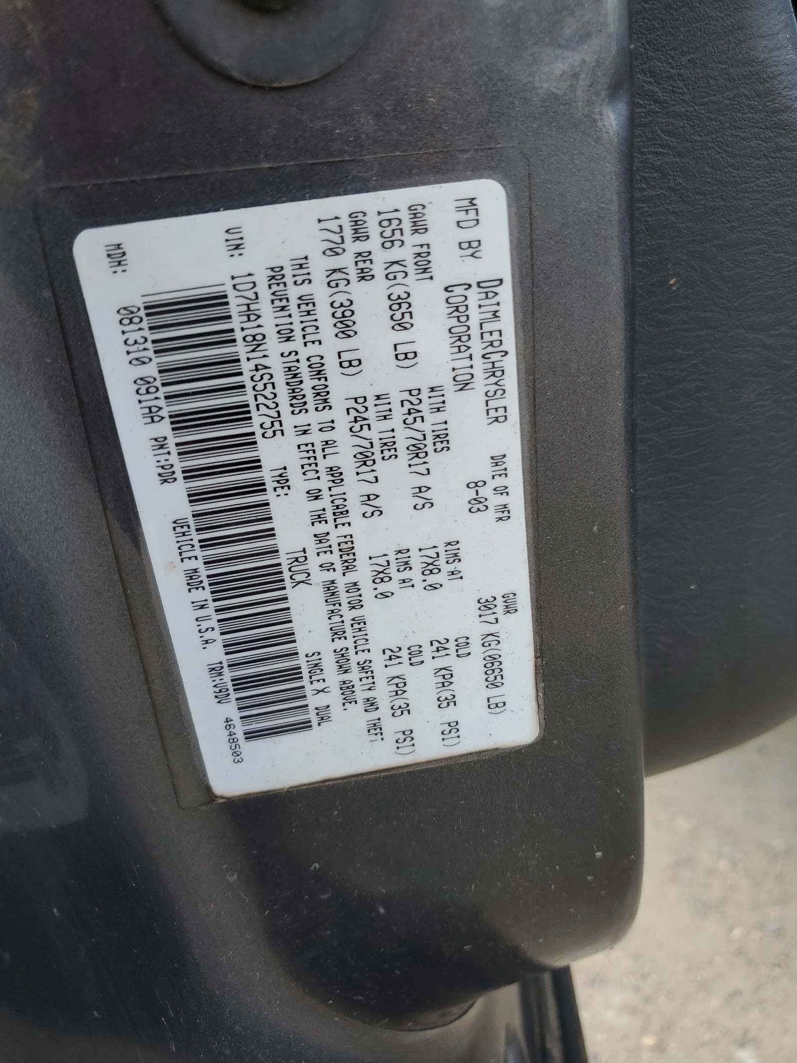 1D7HA18N14S522755 2004 Dodge Ram 1500 St