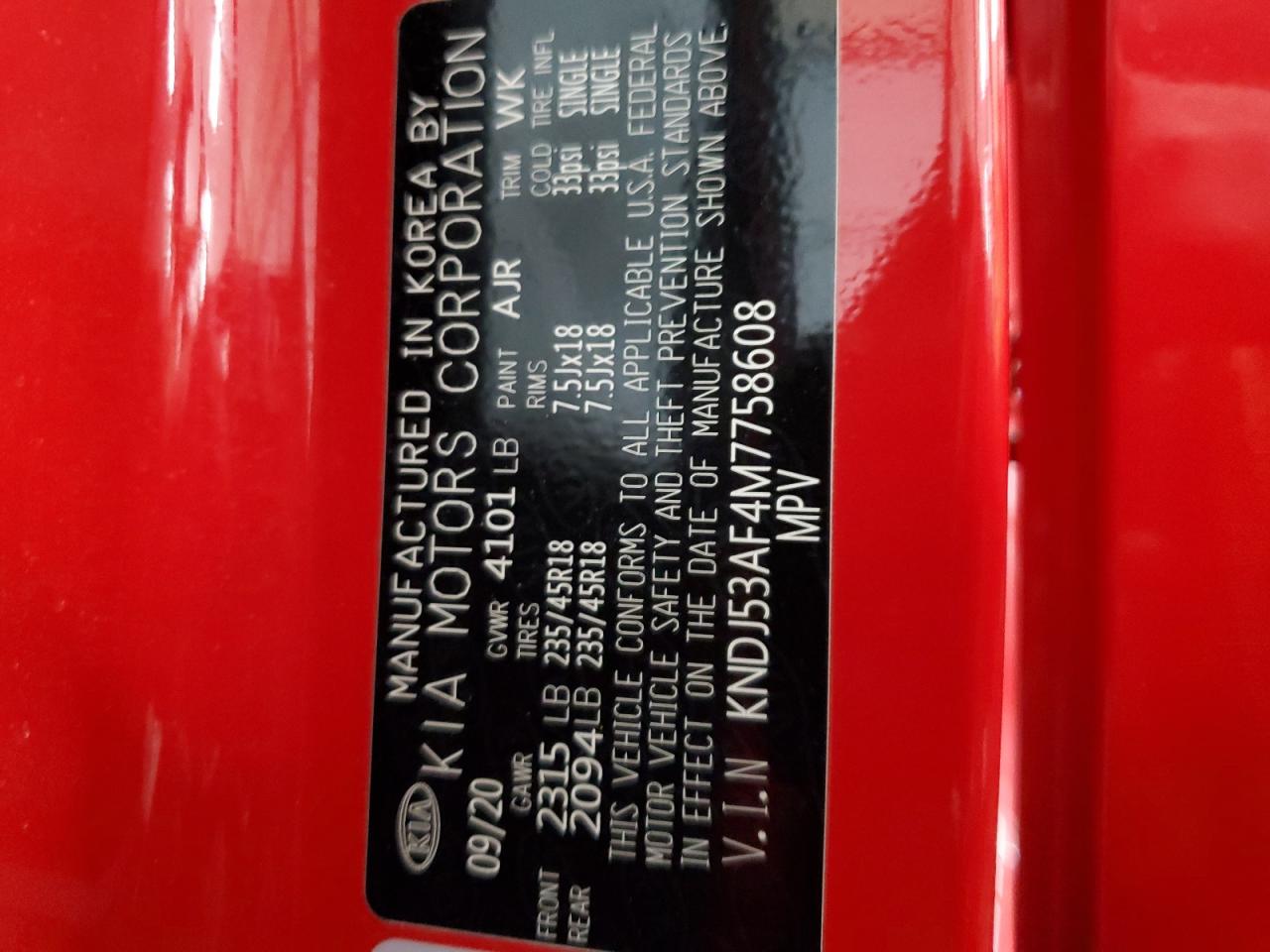 2021 Kia Soul Gt-Line Turbo VIN: KNDJ53AF4M7758608 Lot: 66136244