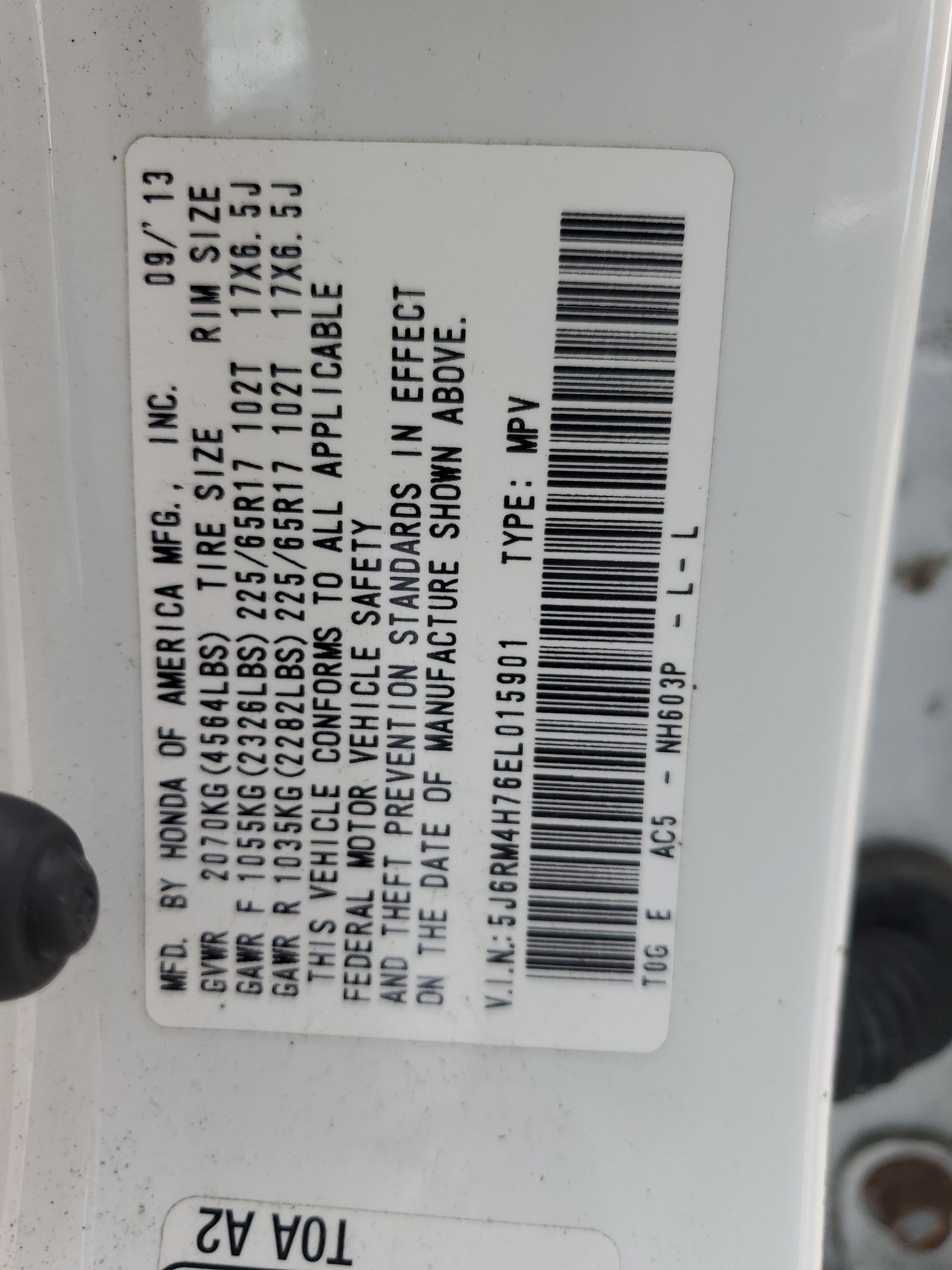 5J6RM4H76EL015901 2014 Honda Cr-V Exl