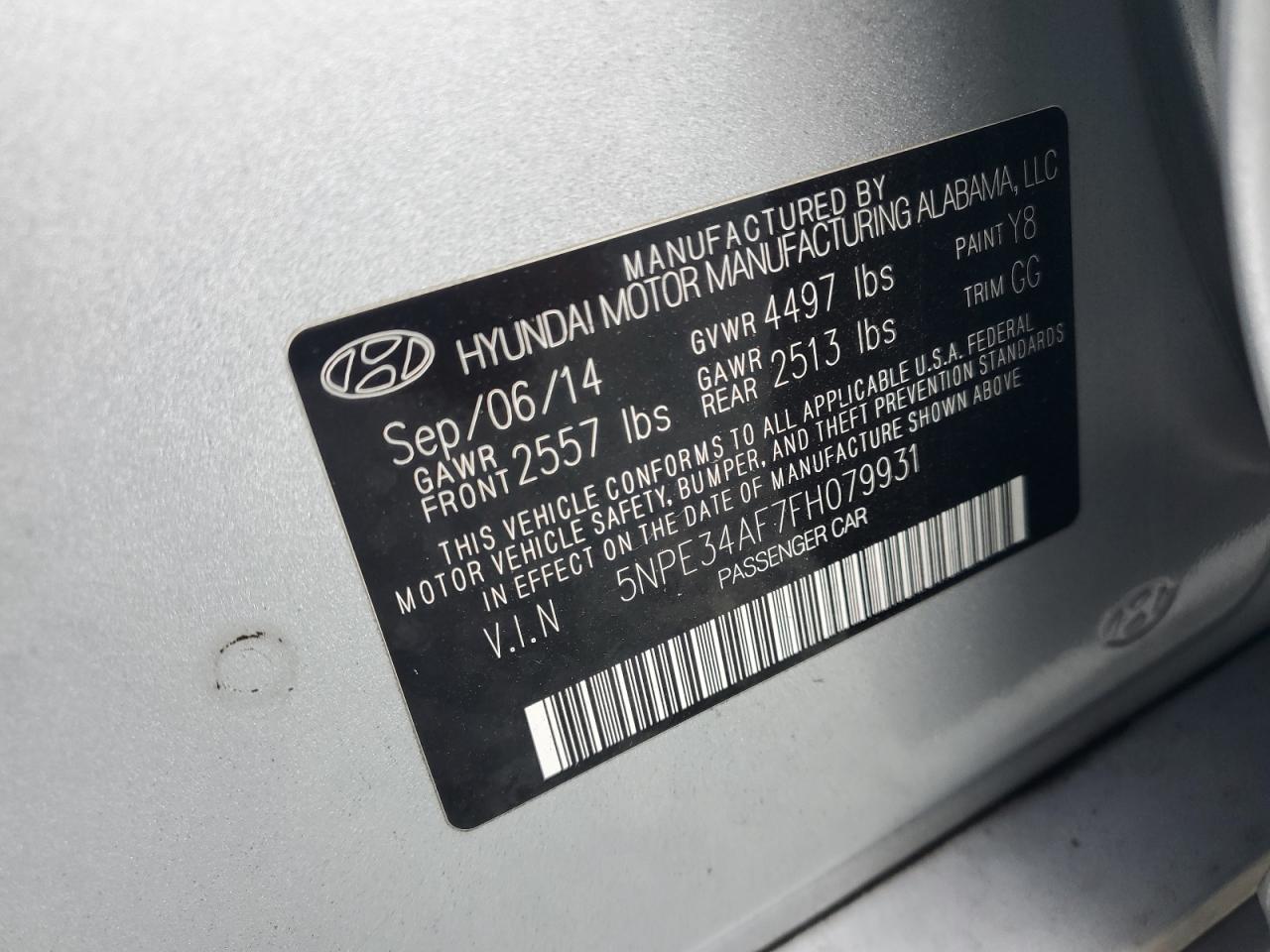 2015 Hyundai Sonata Sport VIN: 5NPE34AF7FH079931 Lot: 69412994