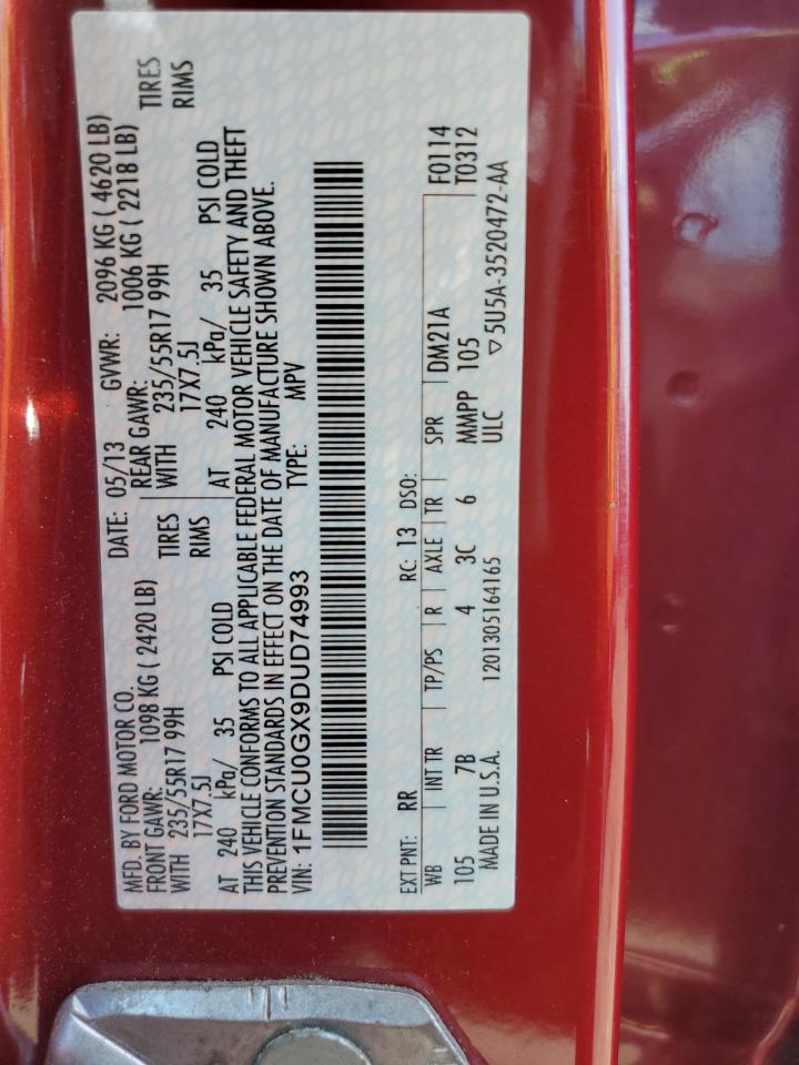 2013 Ford Escape Se VIN: 1FMCU0GX9DUD74993 Lot: 66782004