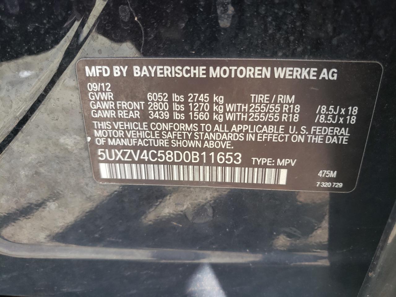 2013 BMW X5 xDrive35I VIN: 5UXZV4C58D0B11653 Lot: 68308734