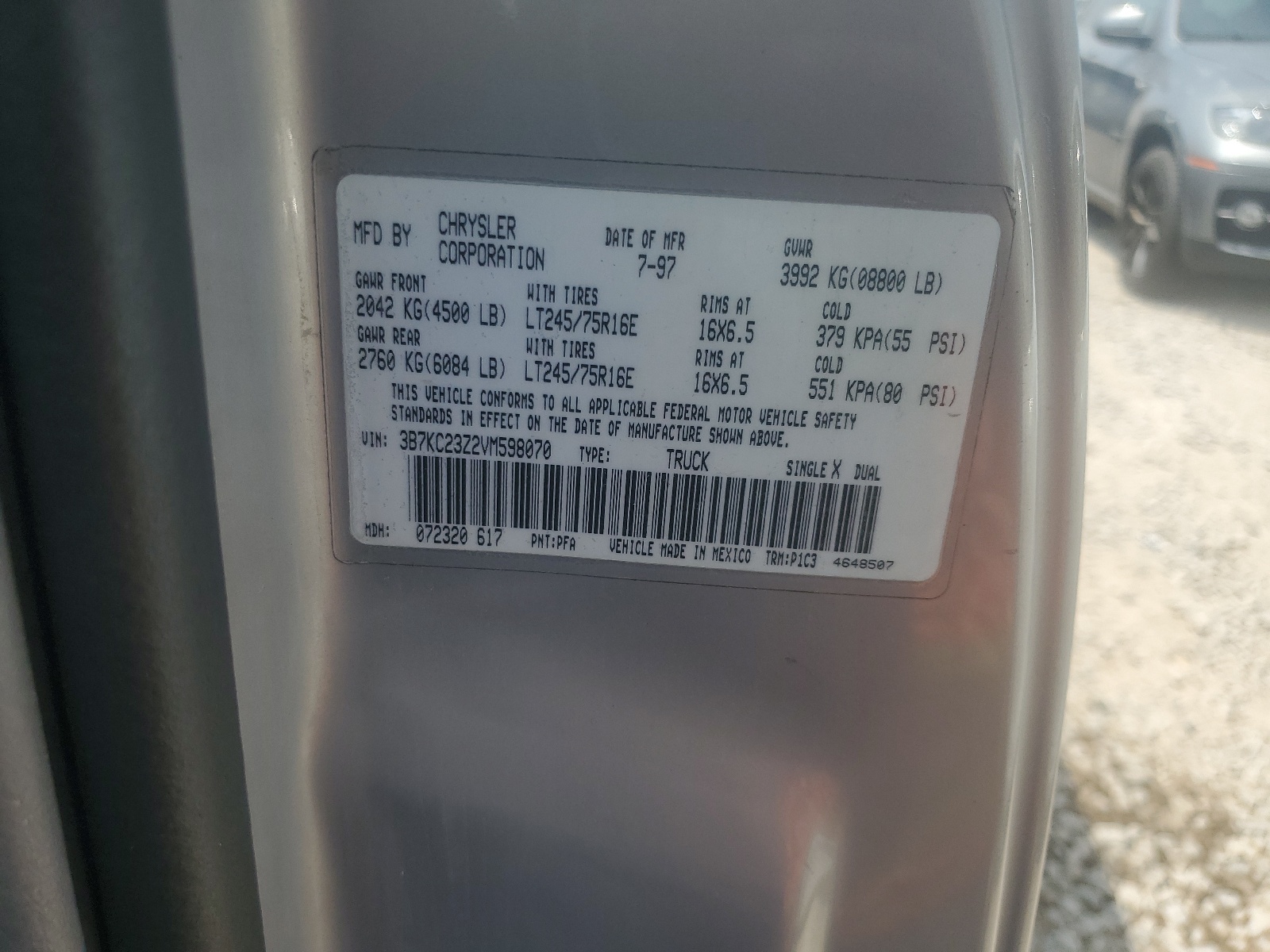 3B7KC23Z2VM598070 1997 Dodge Ram 2500