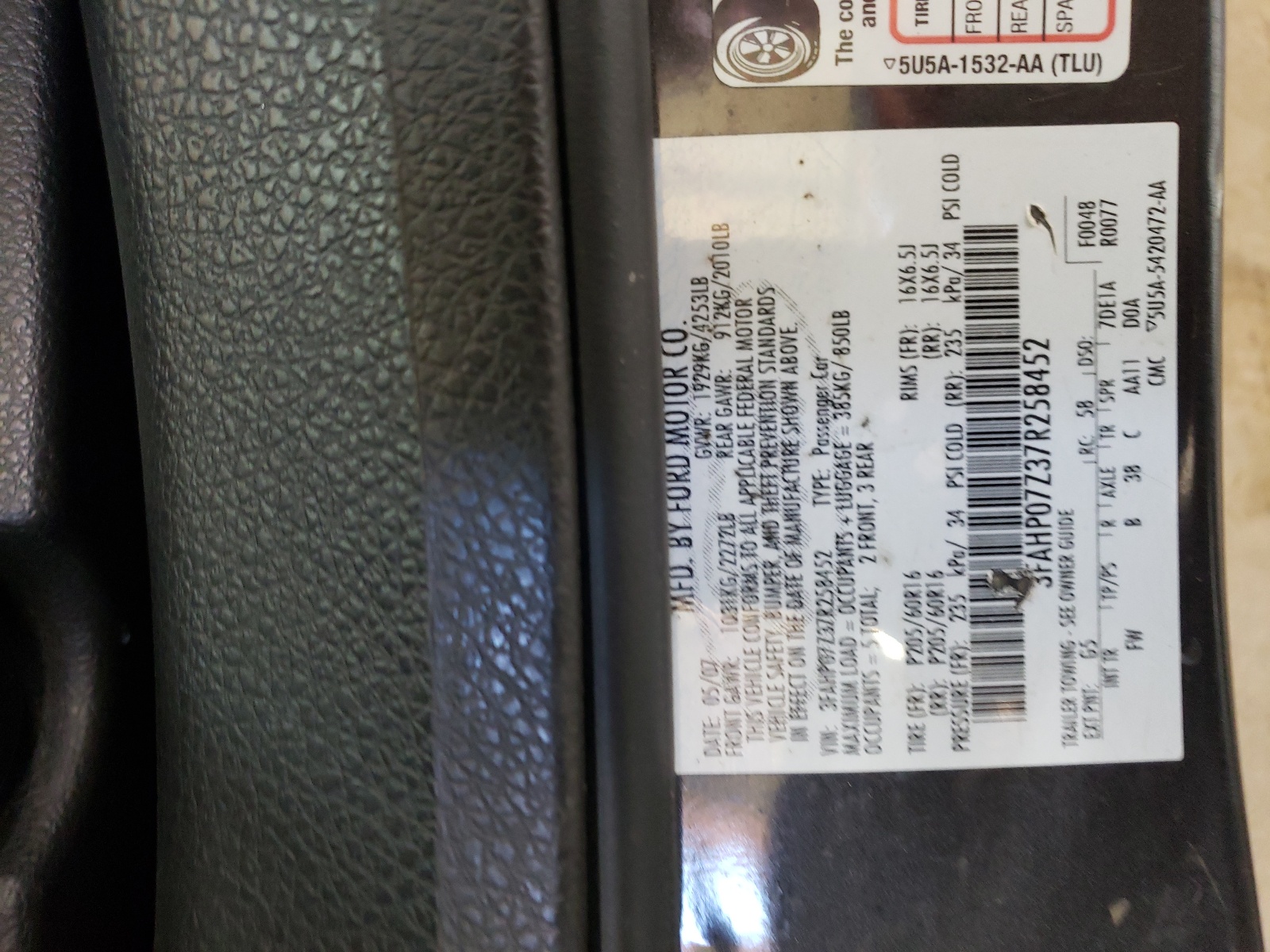 3FAHP07Z37R258452 2007 Ford Fusion Se