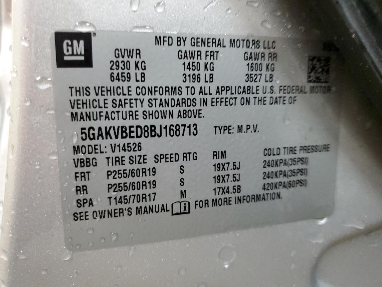 5GAKVBED8BJ168713 2011 Buick Enclave Cxl