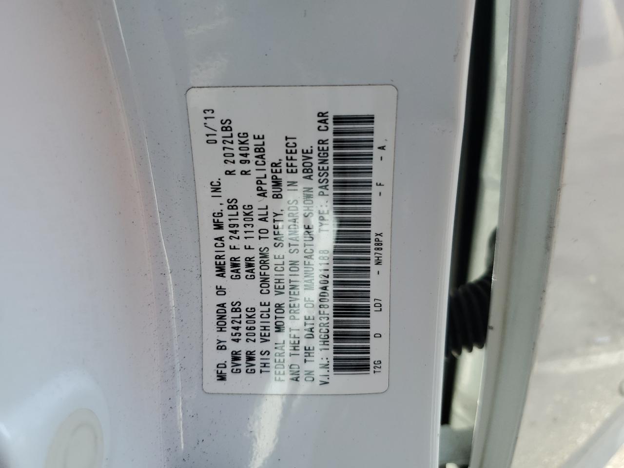 1HGCR3F80DA021188 2013 Honda Accord Exl