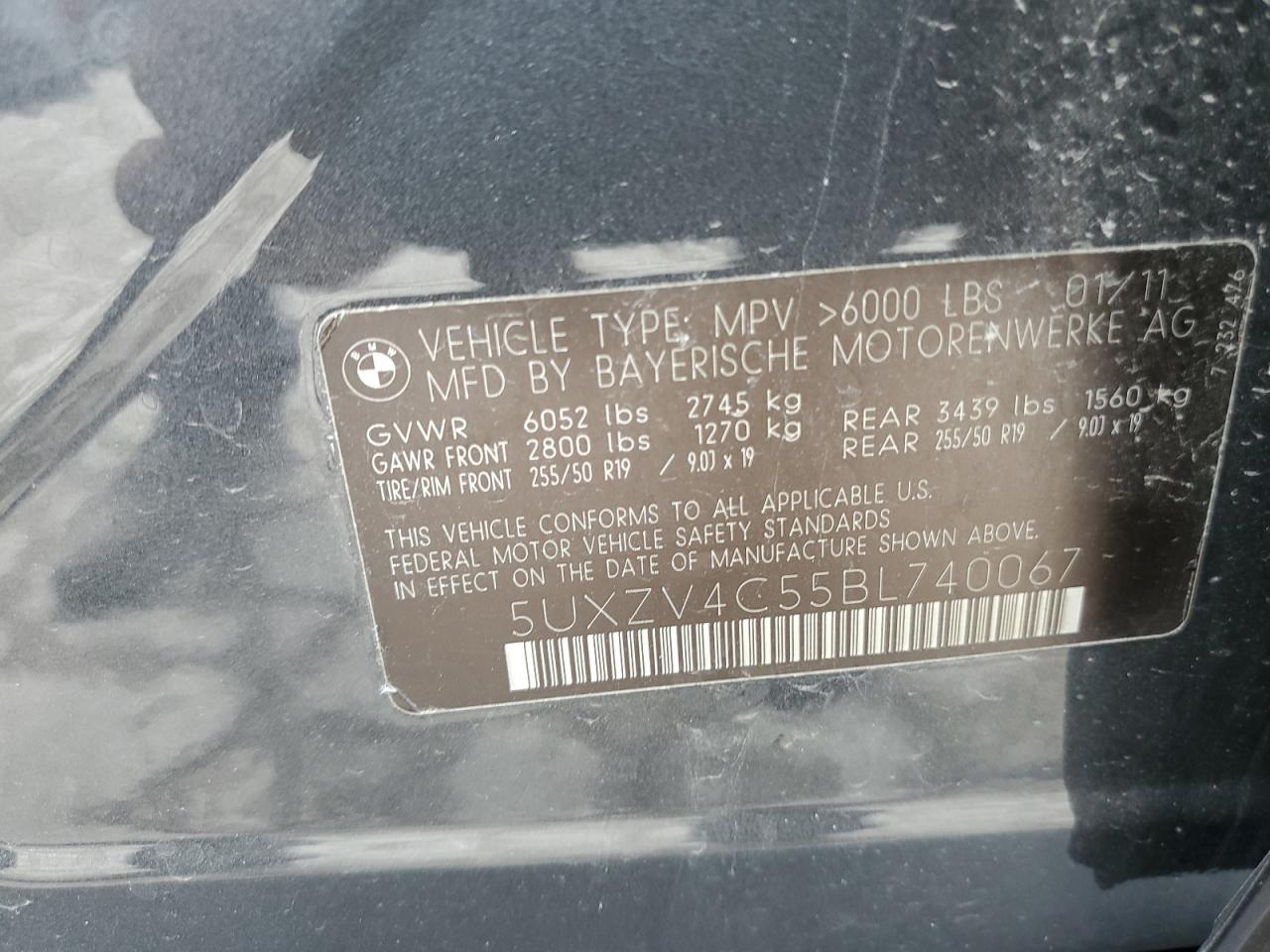 2011 BMW X5 xDrive35I VIN: 5UXZV4C55BL740067 Lot: 66845834