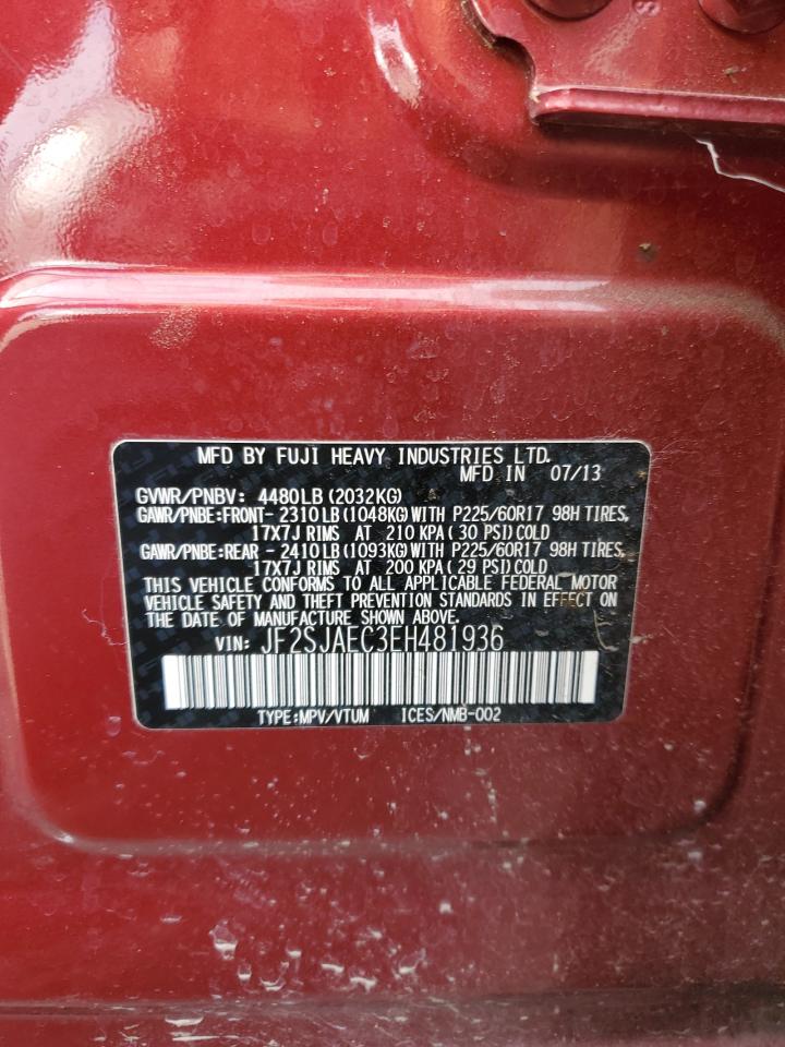 2014 Subaru Forester 2.5I Premium VIN: JF2SJAEC3EH481936 Lot: 66339574