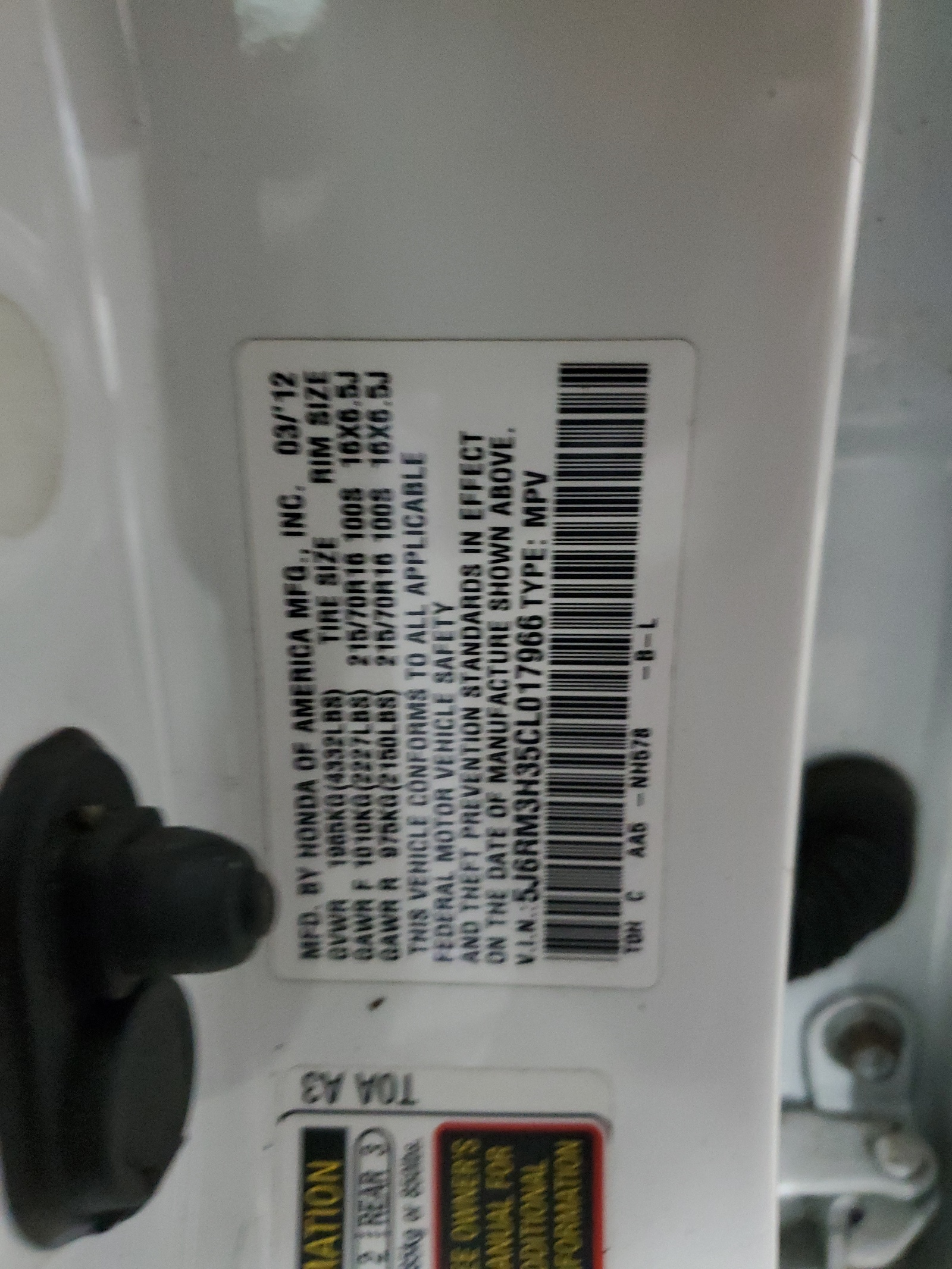 5J6RM3H35CL017966 2012 Honda Cr-V Lx