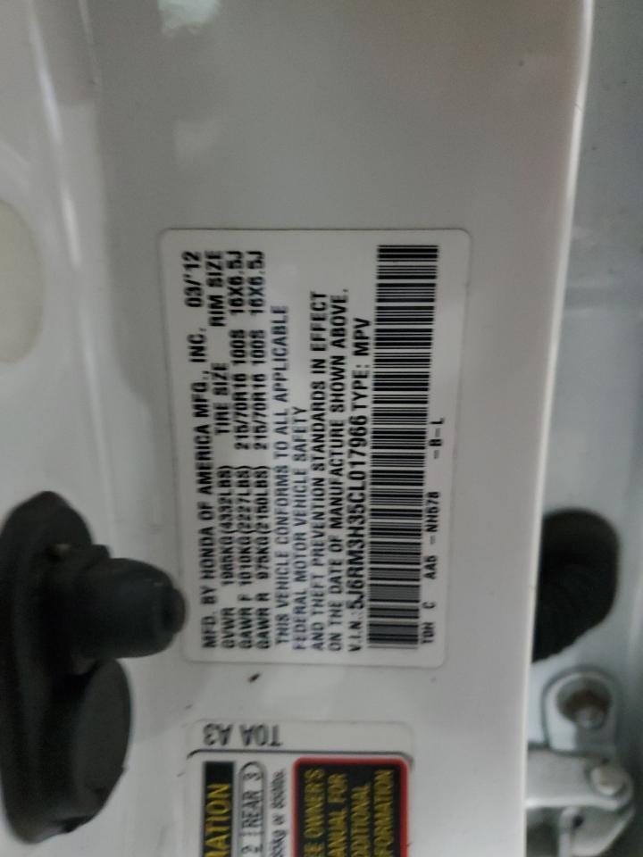 2012 Honda Cr-V Lx VIN: 5J6RM3H35CL017966 Lot: 66233684