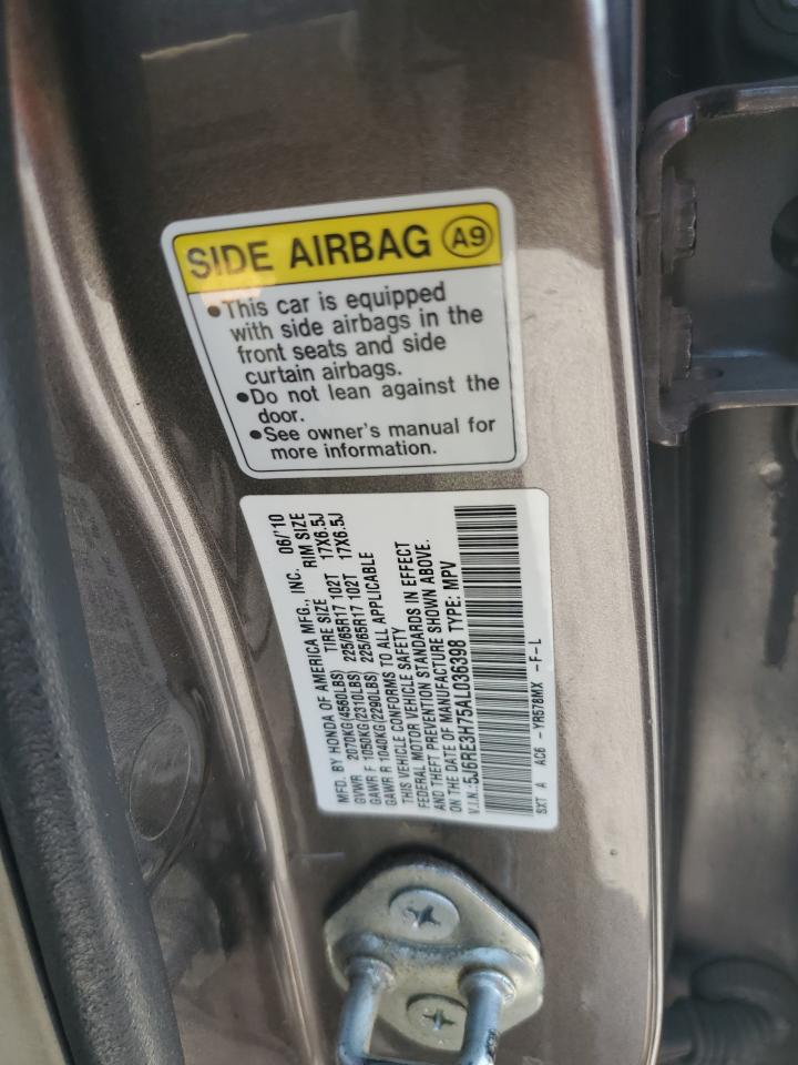 2010 Honda Cr-V Exl VIN: 5J6RE3H75AL036398 Lot: 63788044