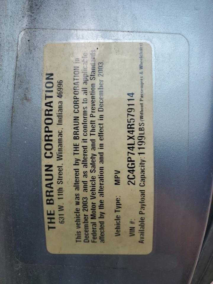 2004 Chrysler Town & Country Ex VIN: 2C4GP74LX4R579114 Lot: 66576314