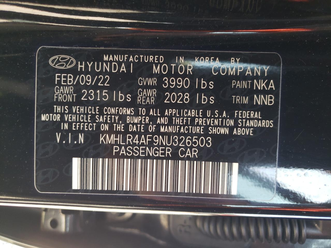 KMHLR4AF9NU326503 2022 Hyundai Elantra N Line