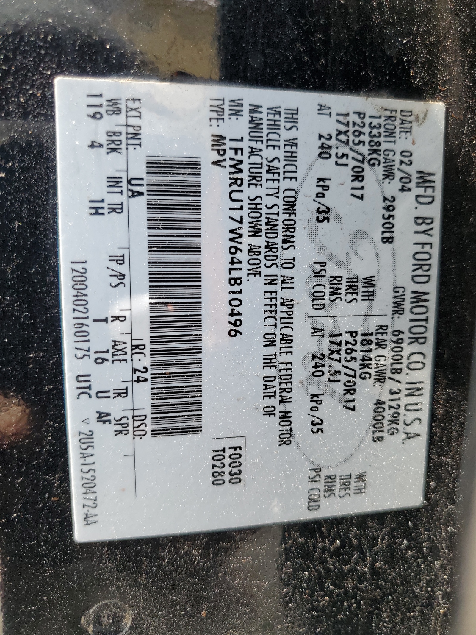 1FMRU17W64LB10496 2004 Ford Expedition Eddie Bauer