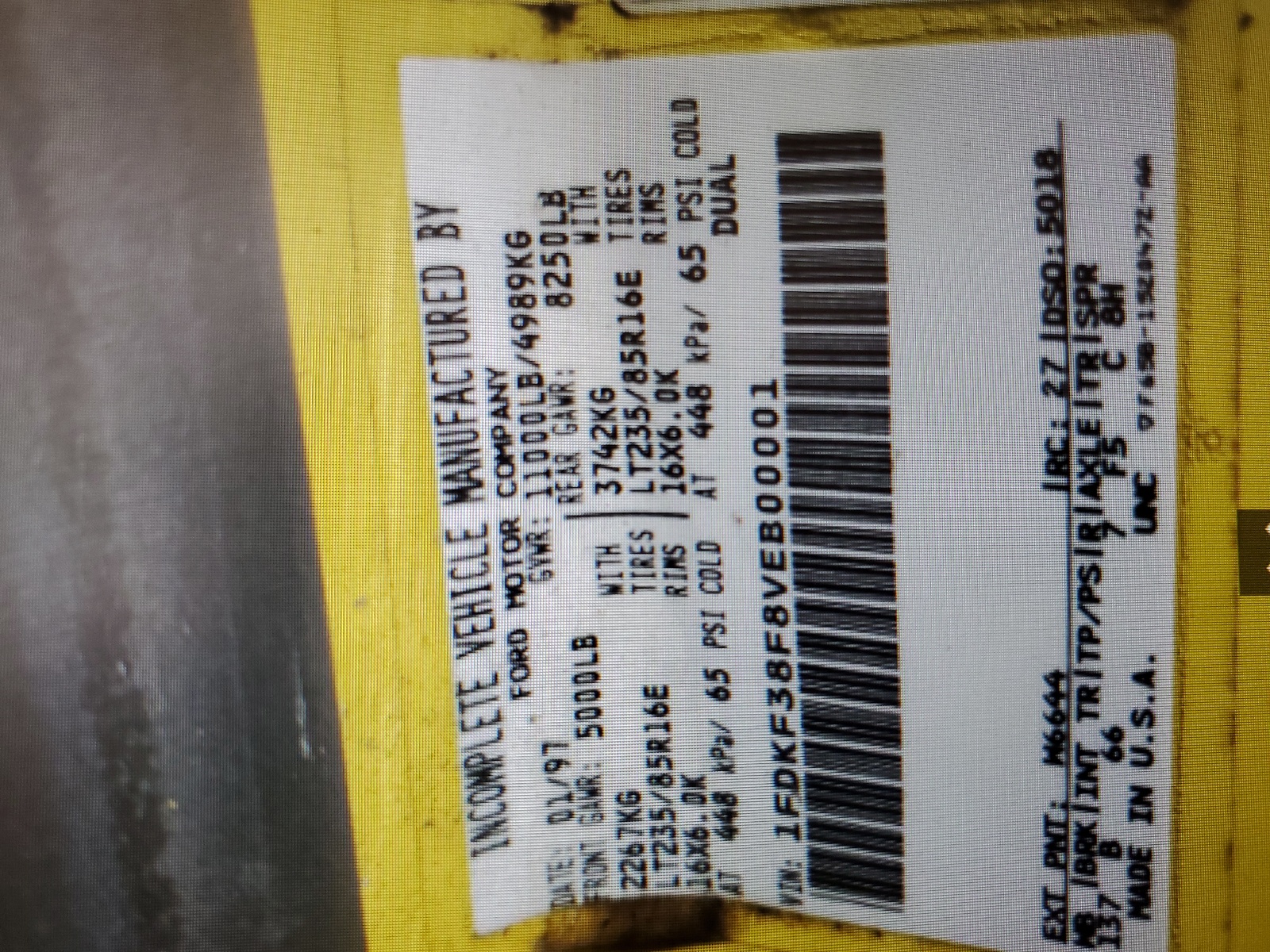 1FDKF38F8VEB00001 1997 Ford F350