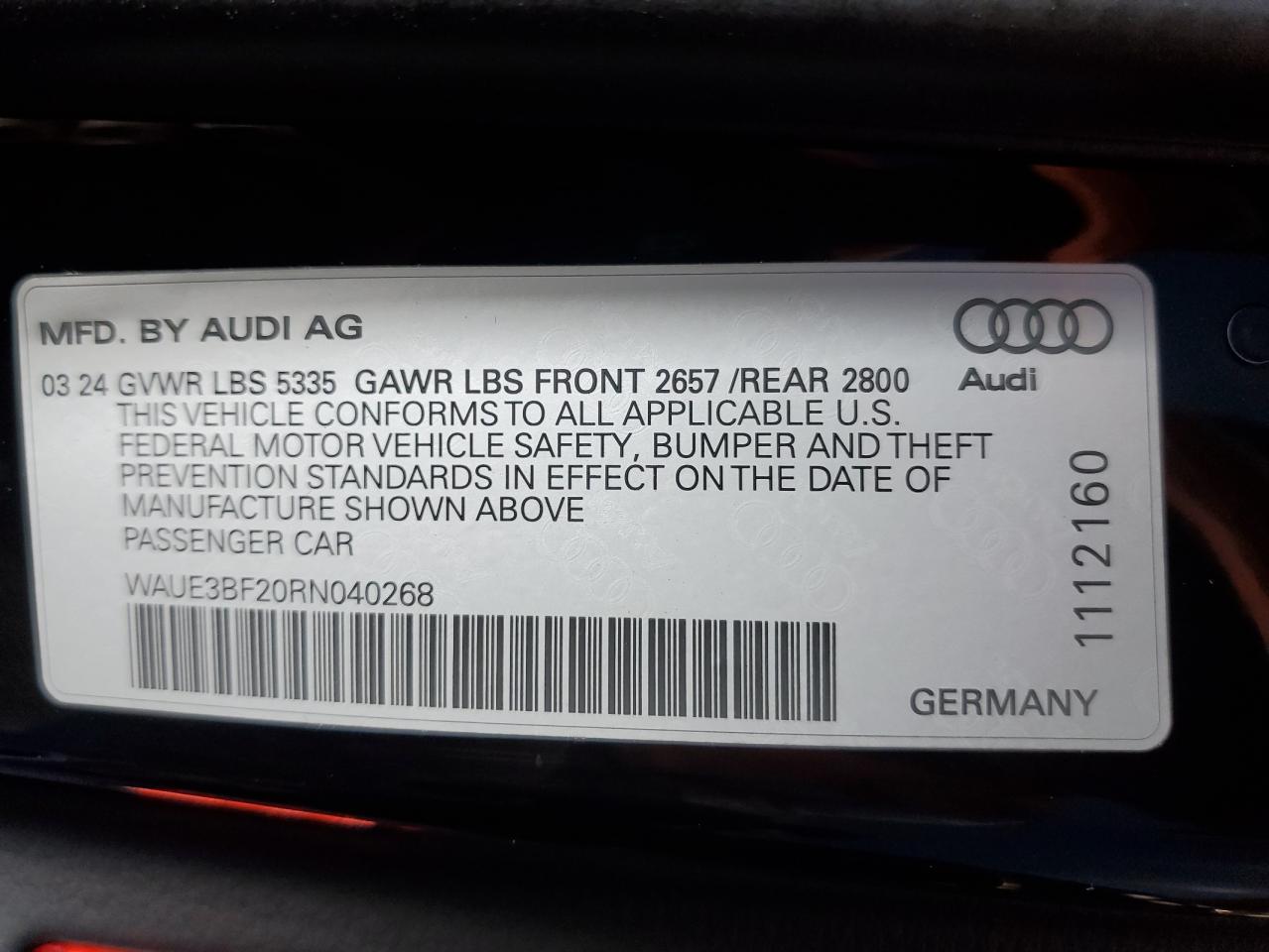 2024 Audi A6 Premium Plus VIN: WAUE3BF20RN040268 Lot: 69039044