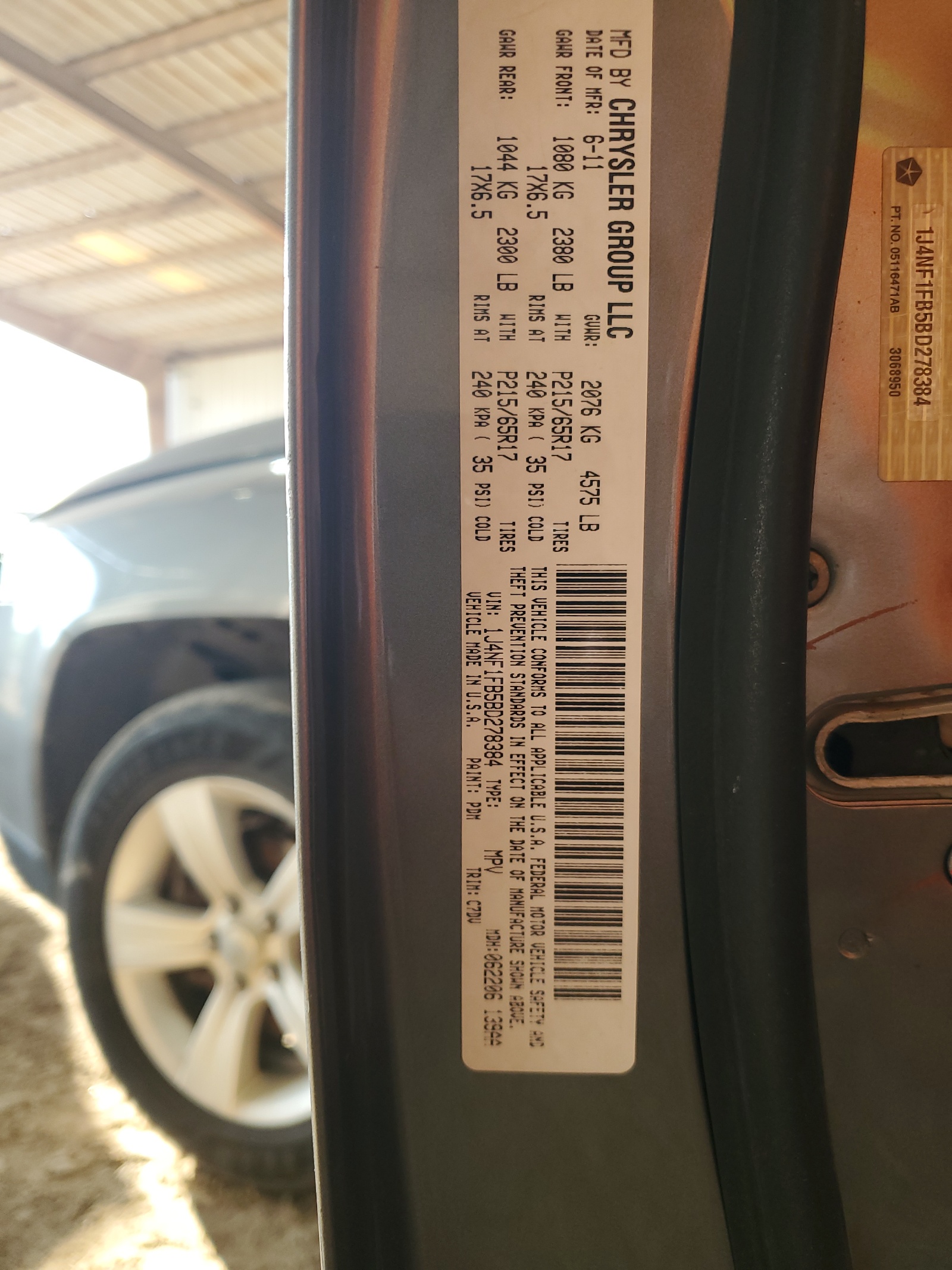 1J4NF1FB5BD278384 2011 Jeep Compass Sport