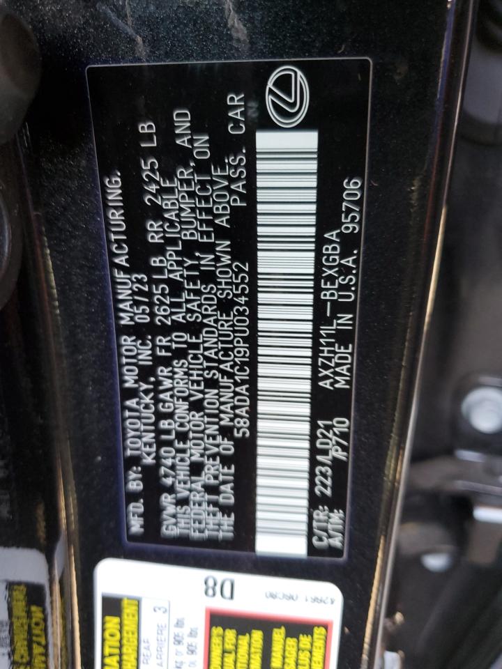 2023 Lexus Es 300H Base VIN: 58ADA1C19PU034552 Lot: 64795834