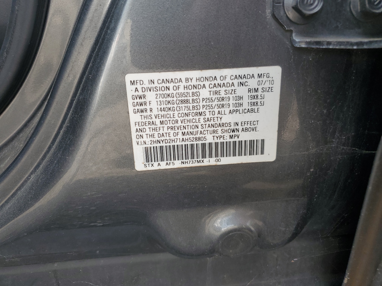 2HNYD2H71AH528805 2010 Acura Mdx Advance