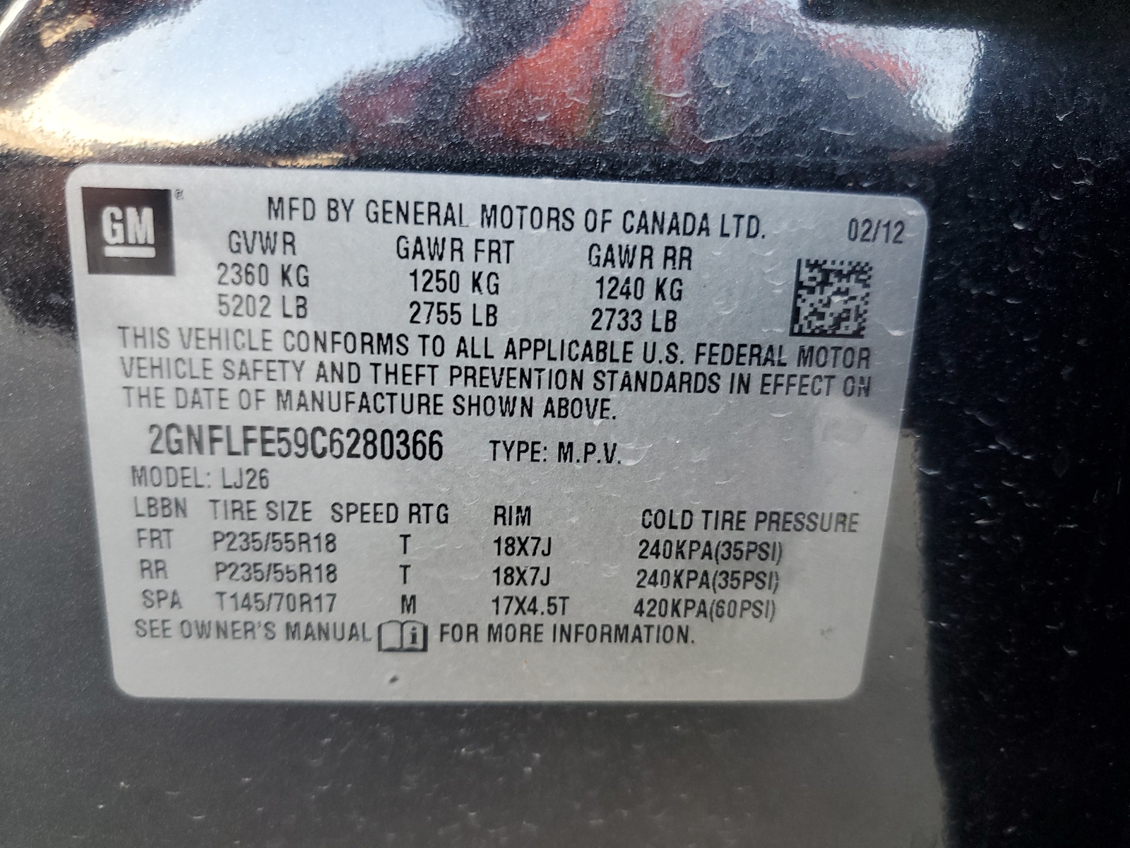 2GNFLFE59C6280366 2012 Chevrolet Equinox Ltz