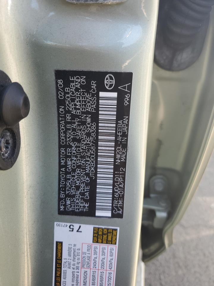 JTDKB20U587758386 2008 Toyota Prius