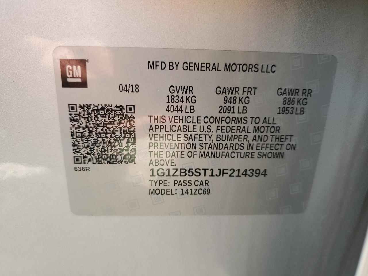 1G1ZB5ST1JF214394 2018 CHEVROLET MALIBU - Image 13