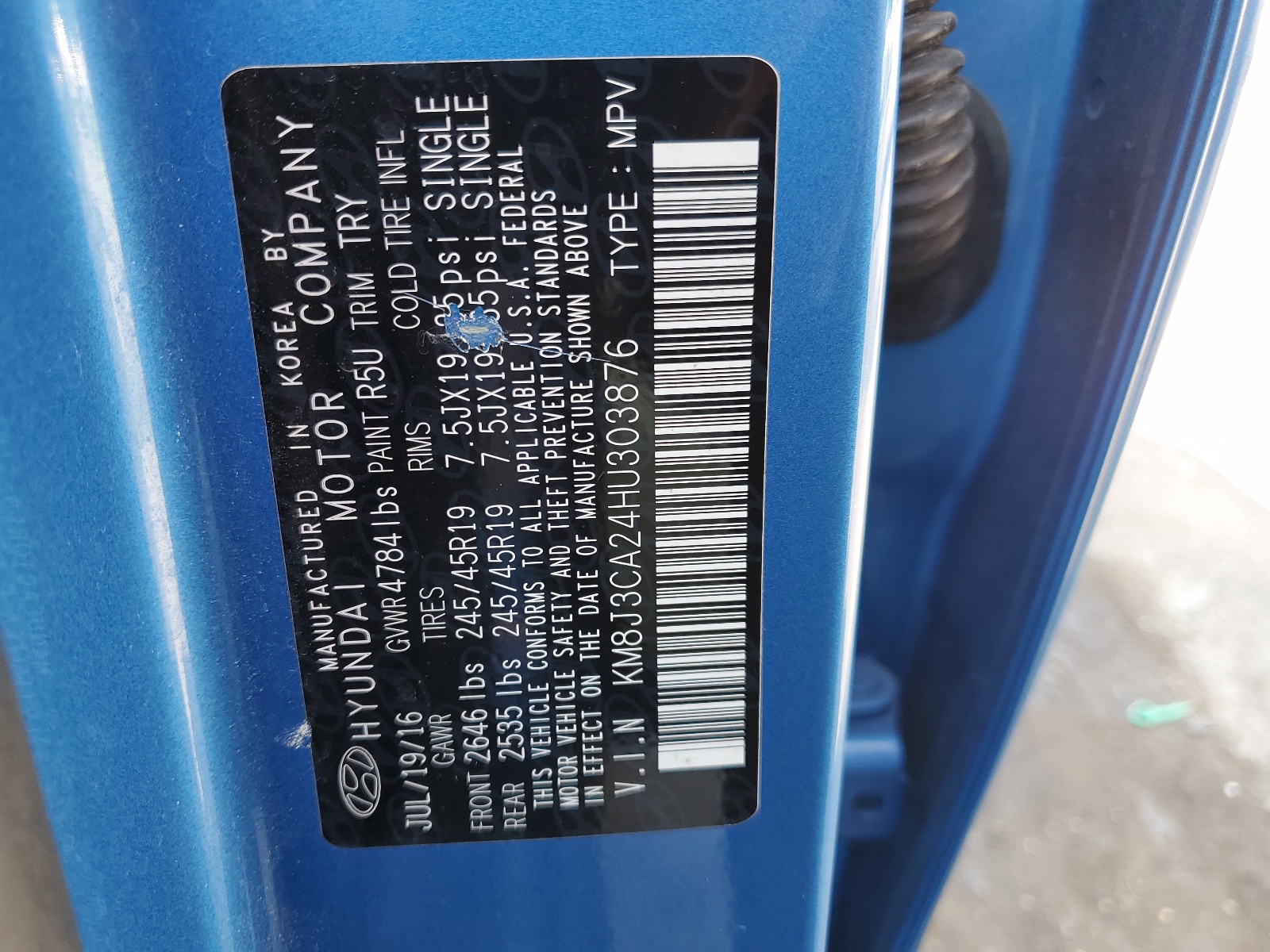 KM8J3CA24HU303876 2017 Hyundai Tucson Limited