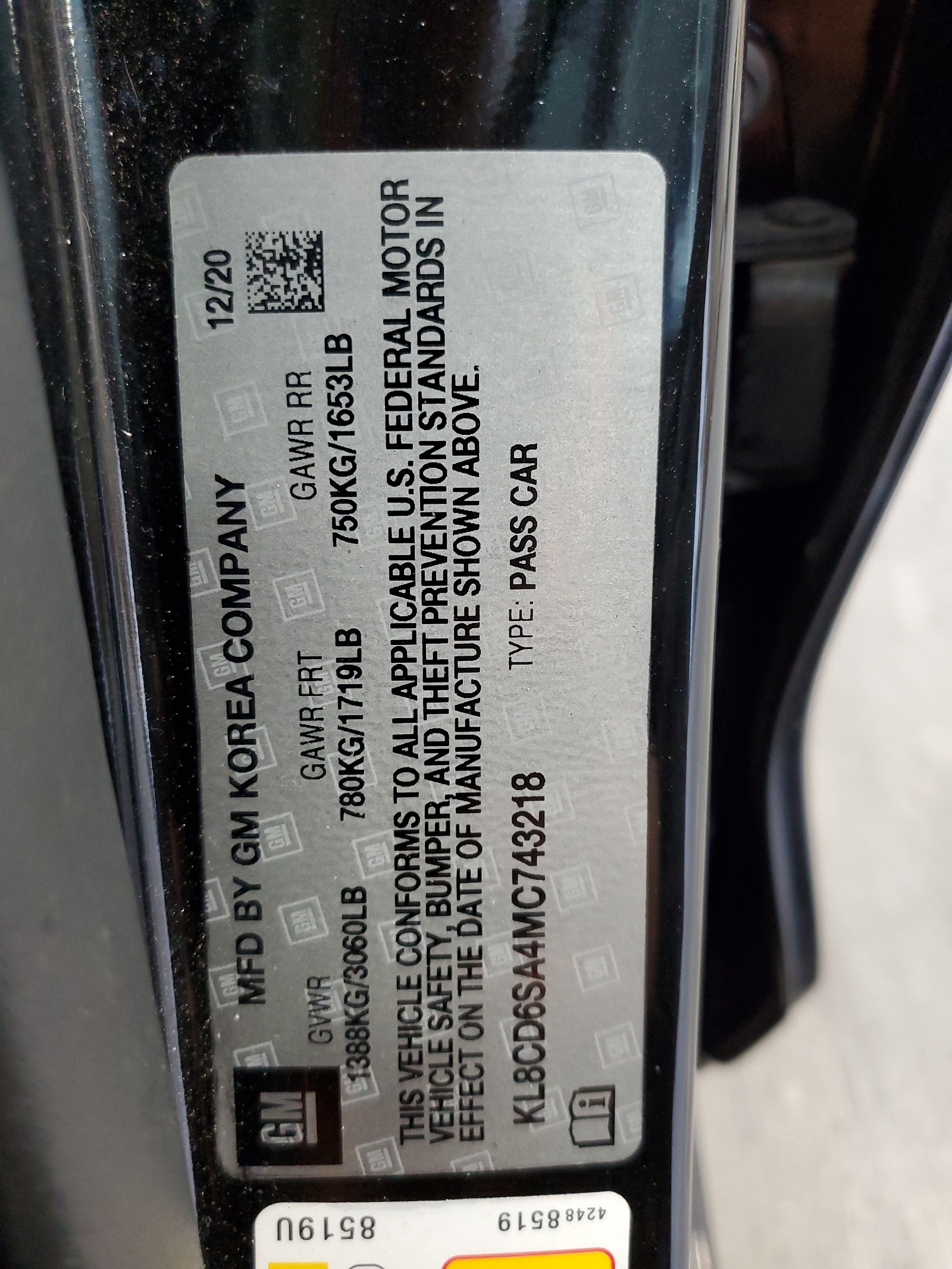 KL8CD6SA4MC743218 2021 Chevrolet Spark 1Lt