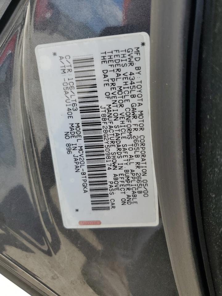 2000 Lexus Es 300 VIN: JT8BF28G2Y5098174 Lot: 67447504