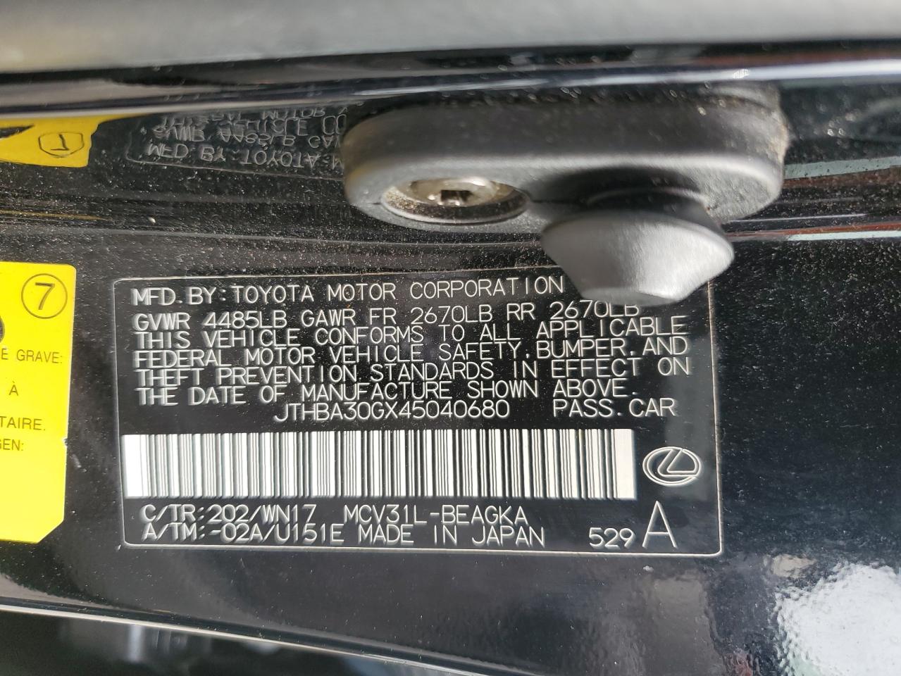 JTHBA30GX45040680 2004 Lexus Es 330