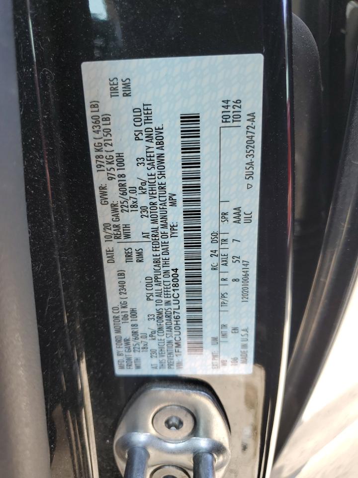 2020 Ford Escape Sel VIN: 1FMCU0H67LUC18004 Lot: 68126984