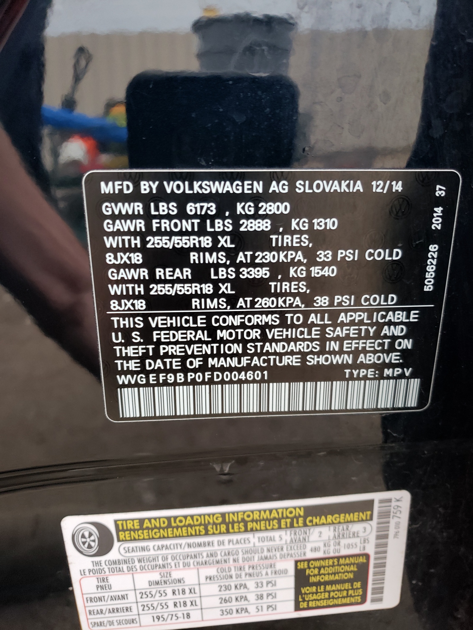 WVGEF9BP0FD004601 2015 Volkswagen Touareg V6