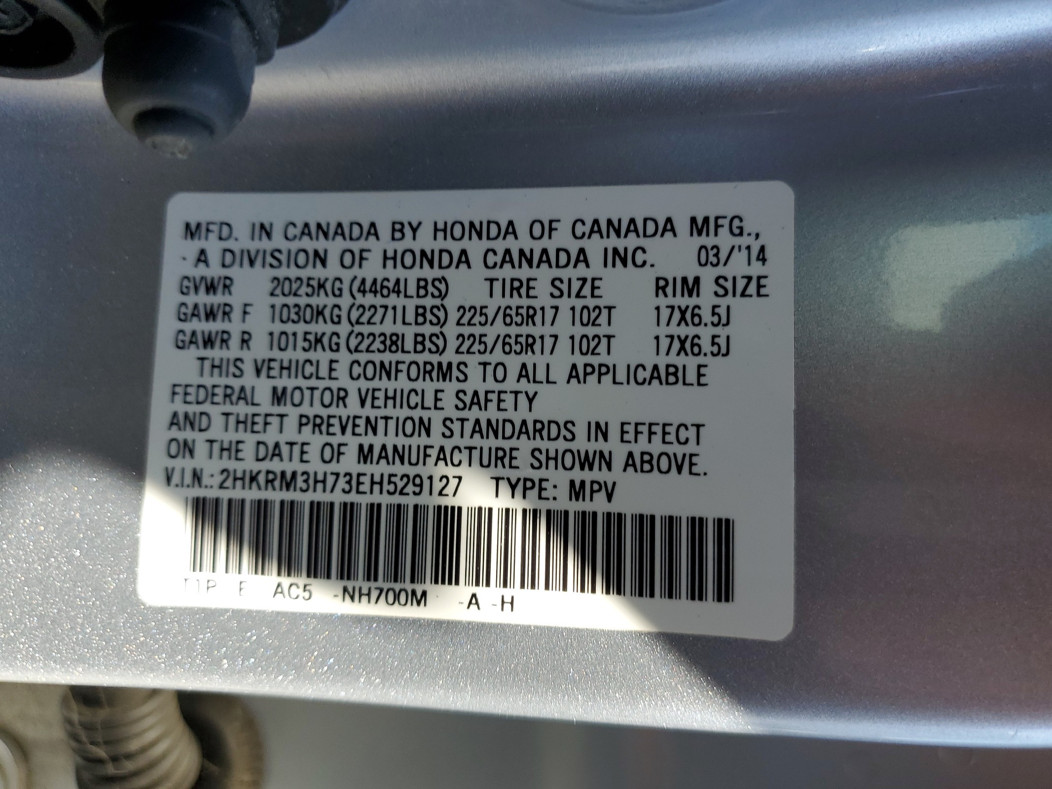 2HKRM3H73EH529127 2014 Honda Cr-V Exl