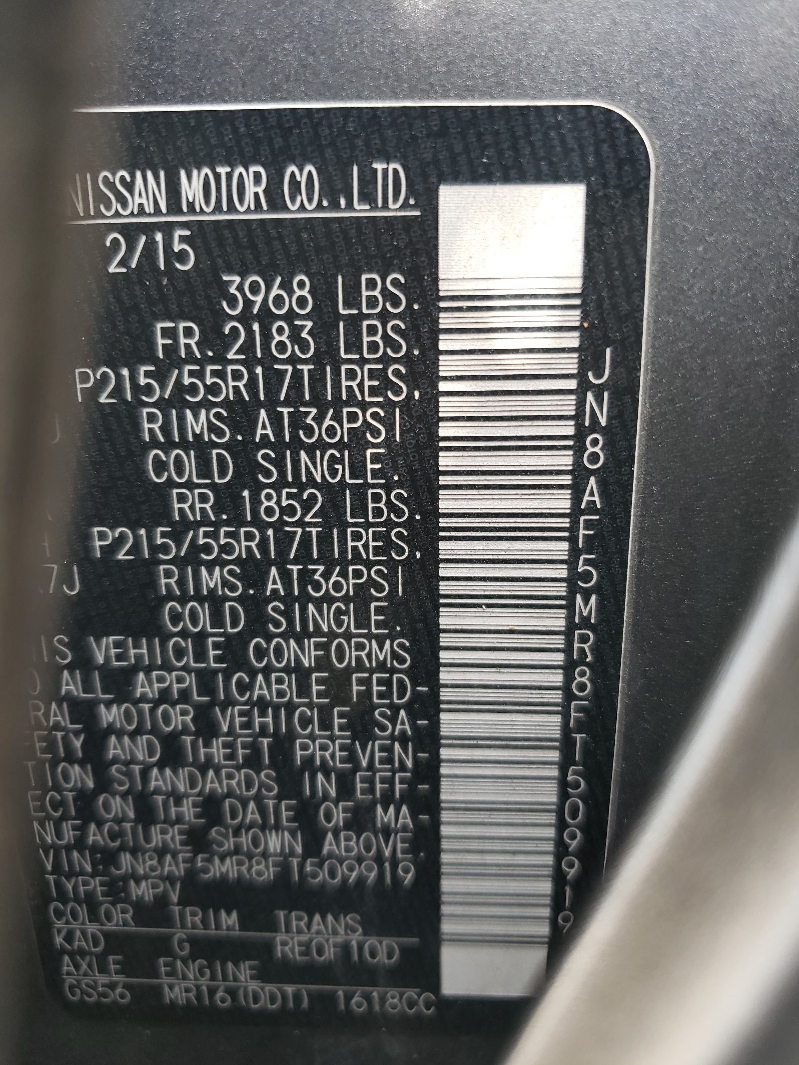 JN8AF5MR8FT509919 2015 Nissan Juke S