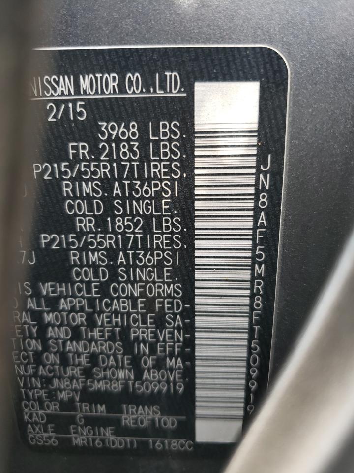 2015 Nissan Juke S VIN: JN8AF5MR8FT509919 Lot: 65068154