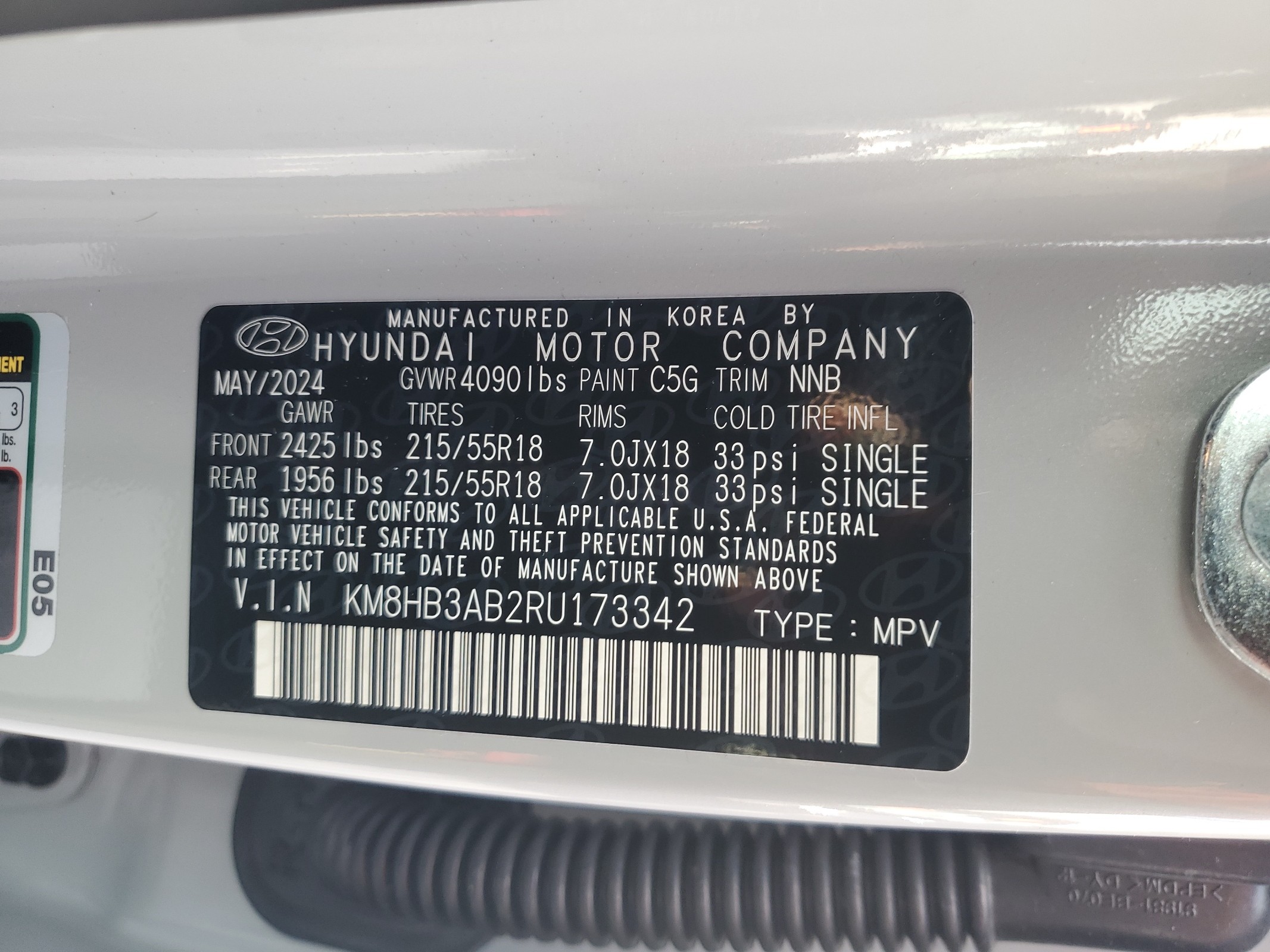 KM8HB3AB2RU173342 2024 Hyundai Kona Sel