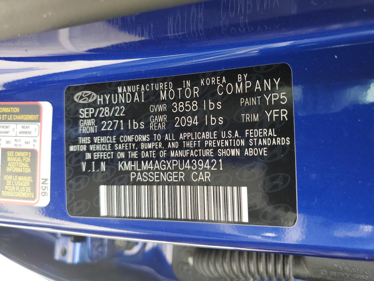 2023 Hyundai Elantra Sel VIN: KMHLM4AGXPU439421 Lot: 66566774