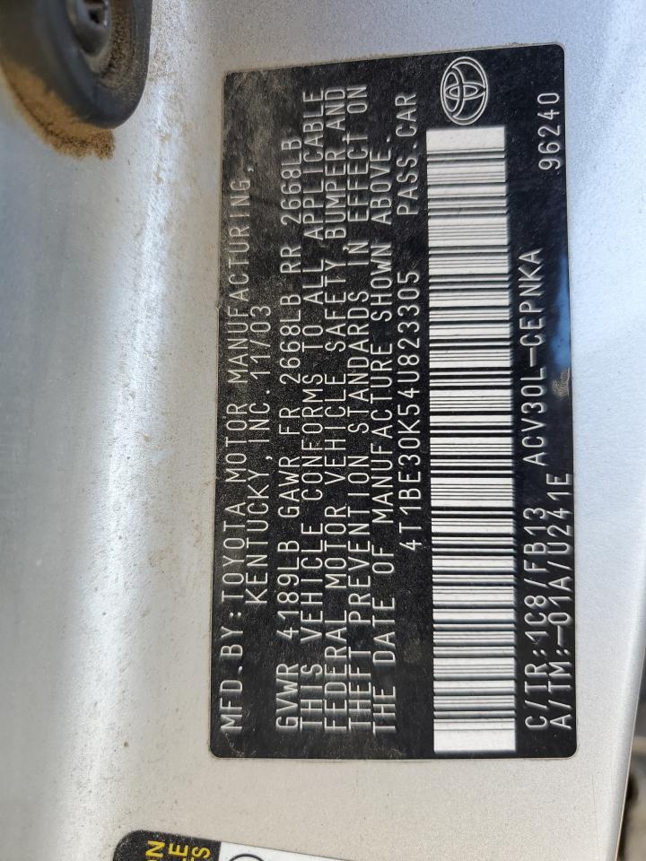 2004 Toyota Camry Le VIN: 4T1BE30K54U823305 Lot: 69096964