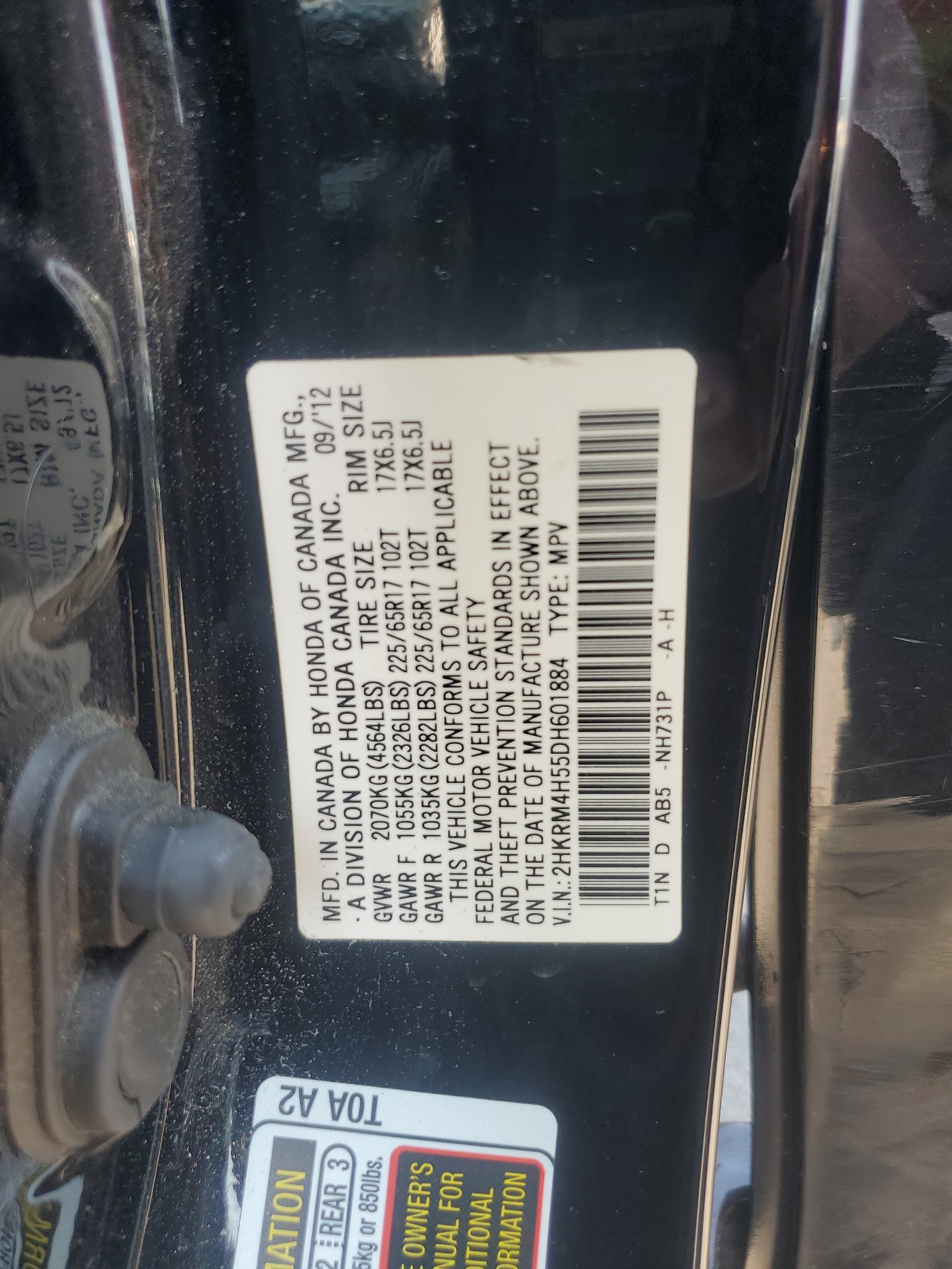 2HKRM4H55DH601884 2013 Honda Cr-V Ex