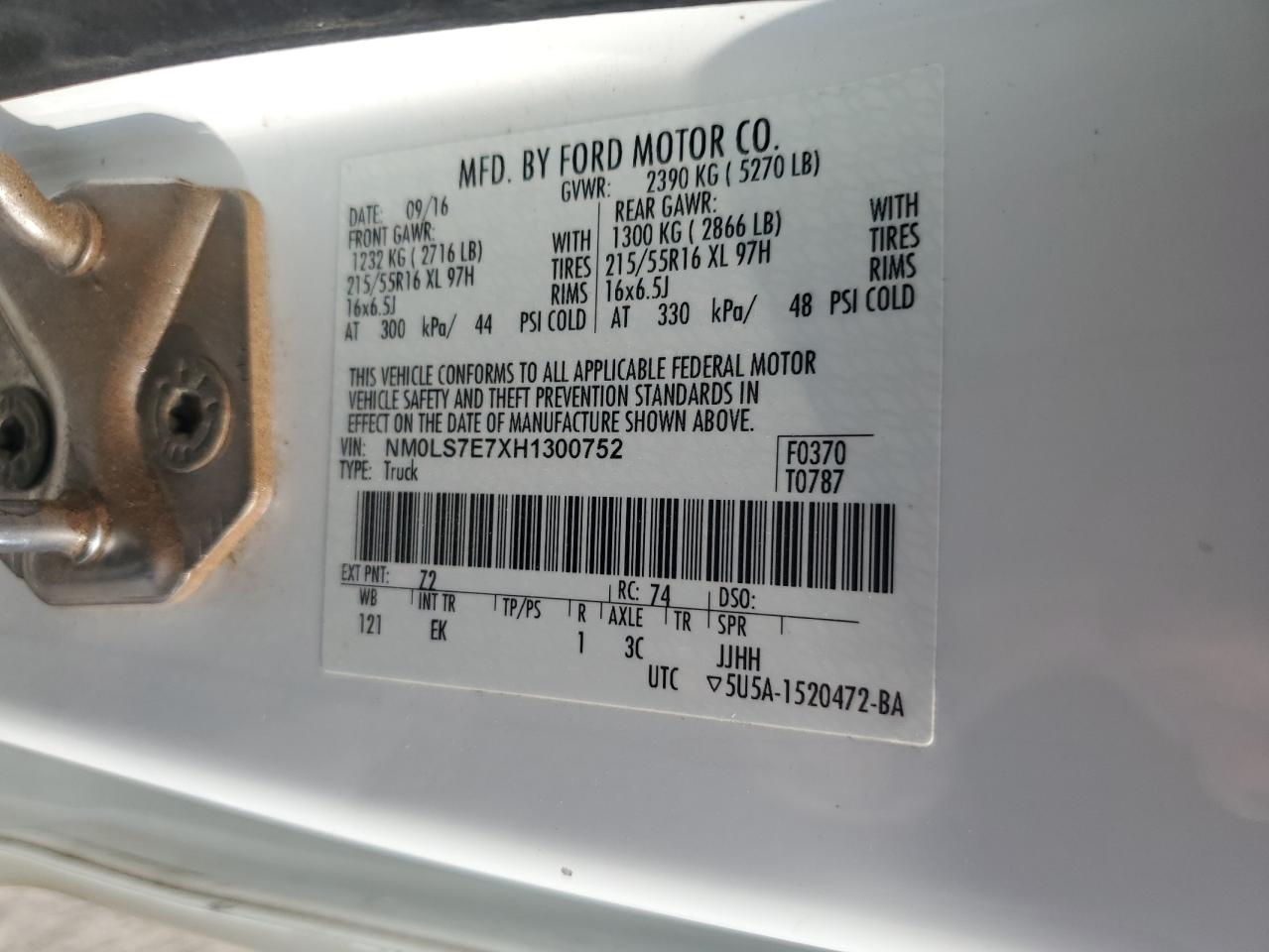 NM0LS7E7XH1300752 2017 Ford Transit Connect Xl