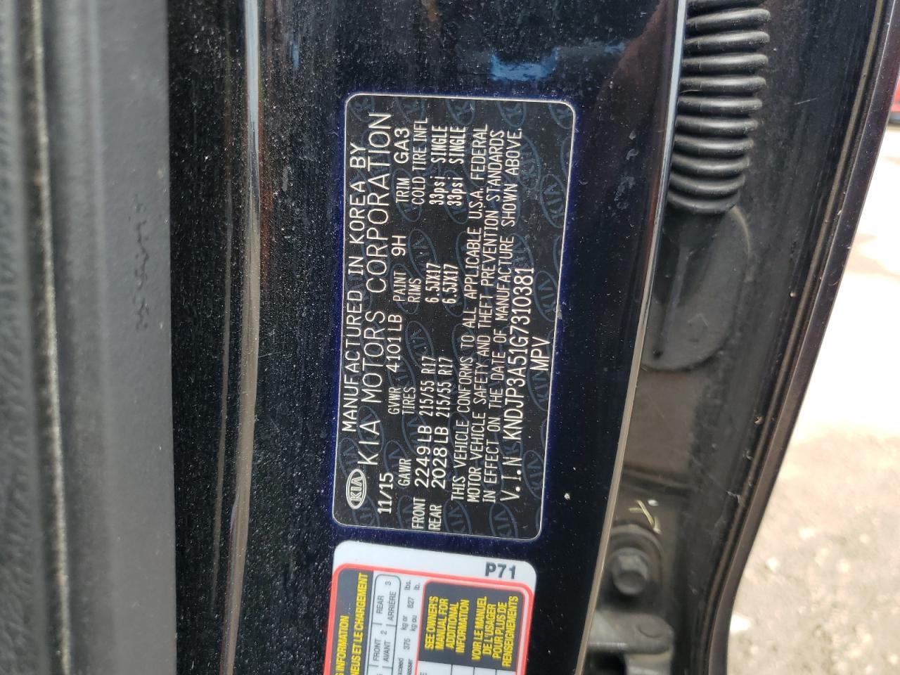 2016 Kia Soul + VIN: KNDJP3A51G7310381 Lot: 68167534