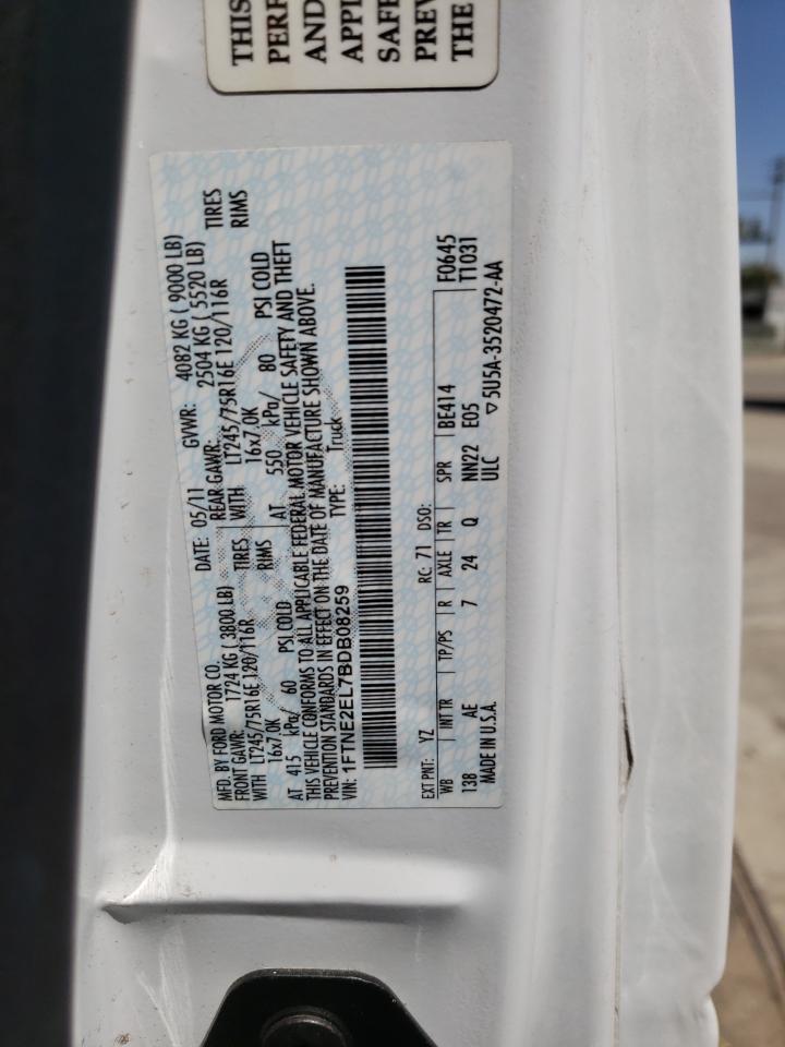 2011 Ford Econoline E250 Van VIN: 1FTNE2EL7BDB08259 Lot: 63338754